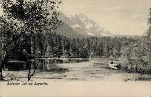 Ak Grainau in Oberbayern, Badersee, Zugspitze