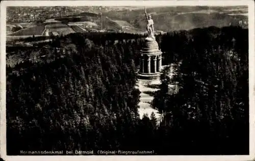 Ak Detmold in Nordrhein Westfalen, Hermannsdenkmal, Fliegeraufnahme