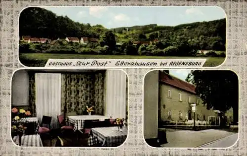 Ak Etterzhausen Nittendorf Oberpfalz, Gesamtansicht, Gasthaus zur Post, Inneres