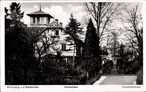 Ak Weinsberg an der Weibertreu, Kernerhaus, Kernerdenkmal