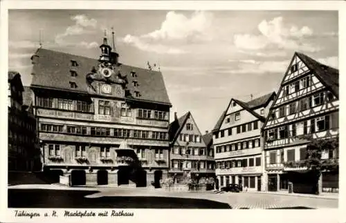 Ak Tübingen am Neckar, Marktplatz, Rathaus