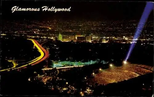 Ak Hollywood Los Angeles Kalifornien USA, Panorama bei Nacht