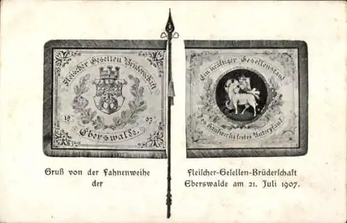 Ak Eberswalde, Fahnenweihe der Fleischer-Gesellen-Brüderschaft, 1907