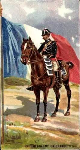 Ak Französische Armee, Soldat in Uniform, Kavallerie, Fahne