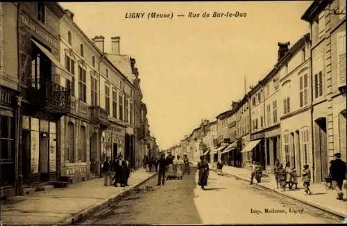 Ak Ligny Meuse, Rue de Bar le Duc