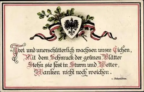 Wappen Ak Freu und unerschütterlich wachsen unsre Eichen, von Fallersleben