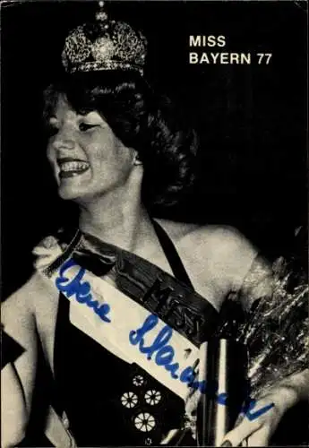 Ak Schauspielerin Irene Schainacher, Portrait, Miss Bayern 1977, Autogramm