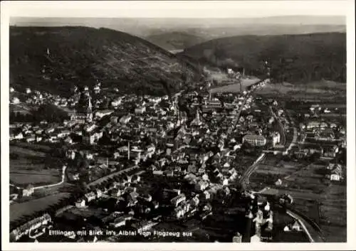 Ak Ettlingen in Baden, Fliegeraufnahme, Albtal