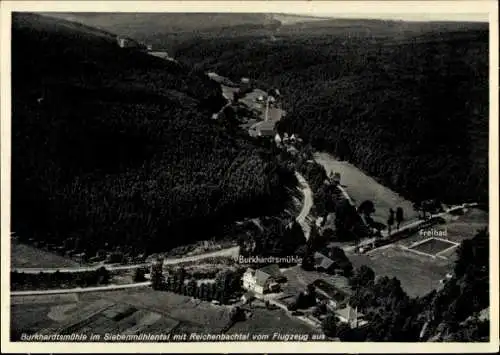 Ak Waldenbuch in Württemberg, Fliegeraufnahme Restaurant Burkhardtsmühle mit Reichenbachtal