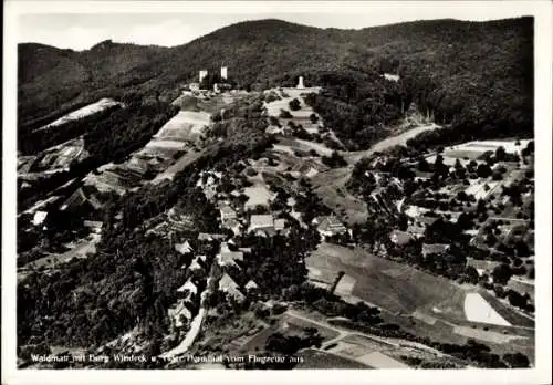 Ak Waldmatt Bühl in Baden Schwarzwald, Fliegeraufnahme, Burg Windeck