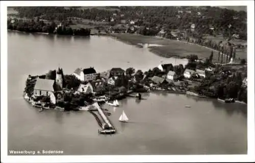 Ak Wasserburg am Bodensee Schwaben, Fliegeraufnahme