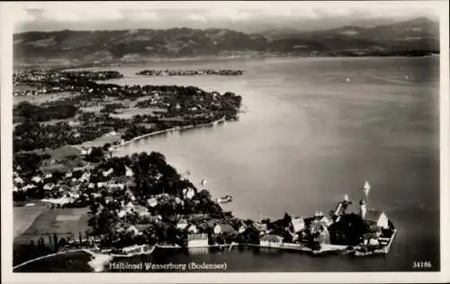 Ak Wasserburg am Bodensee Schwaben, Fliegeraufnahme