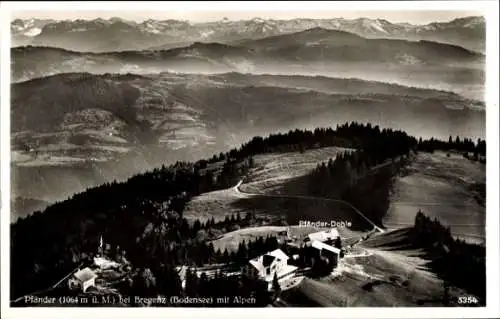 Ak Bregenz und Lochau Vorarlberg, Pfänder, Fliegeraufnahme, Pfänder-Dohle, Alpen