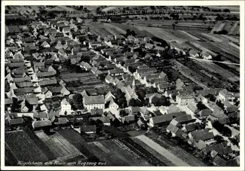 Ak Hügelsheim am Rhein, Fliegeraufnahme