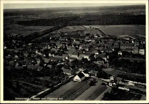 Ak Schwarzach Rheinmünster im Schwarzwald, Fliegeraufnahme