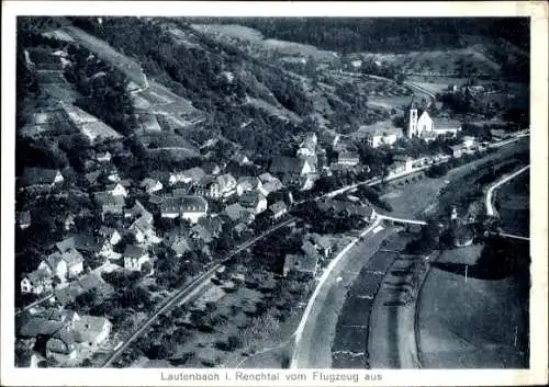 Ak Lautenbach im Renchtal Schwarzwald, Fliegeraufnahme