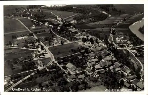 Ak Großweil in Oberbayern, Fliegeraufnahme