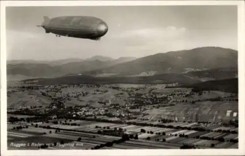 Ak Auggen in Baden, Fliegeraufnahme, Zeppelin