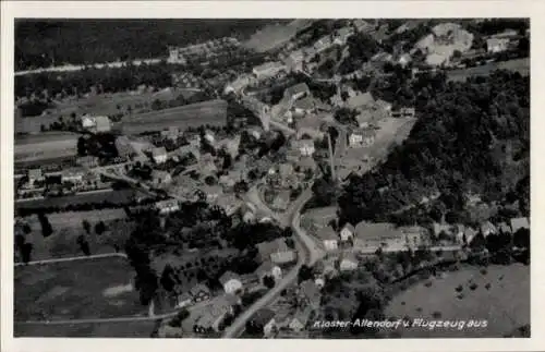 Ak Dorf Allendorf Bad Salzungen in Thüringen, Kloster Allendorf, Fliegeraufnahme