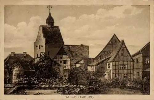 Ak Blomberg im Kreis Lippe, Kirche, Fachwerkhäuser