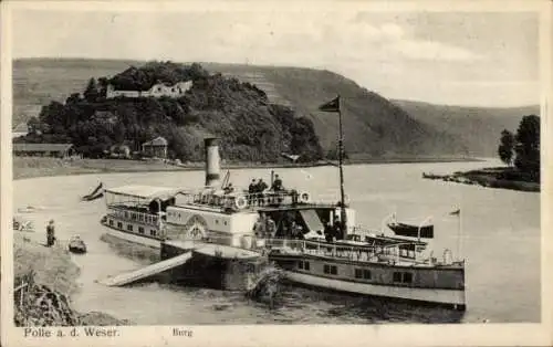 Ak Polle an der Weser, Salondampfer Kaiser Wilhelm, Burg