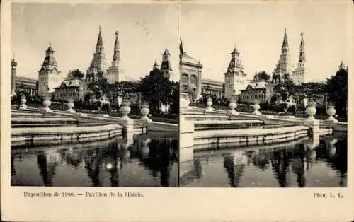 Stereo Ak Paris, Ausstellung von 1900, Pavillon von Sibirien