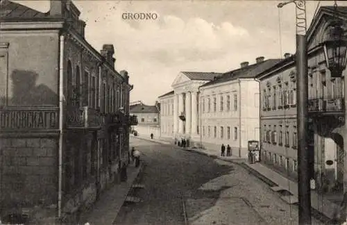 Ak Hrodna Grodno Weißrussland, Straßenpartie