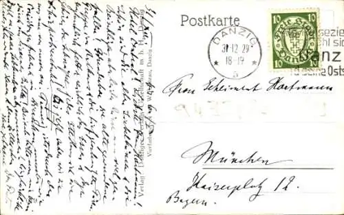 Künstler Ak Hellingrath, B., Gdańsk Danzig, Jopengasse mit Marienkirche, Winteransicht