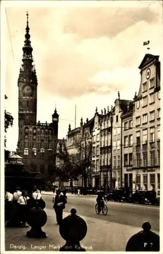 Ak Gdańsk Danzig, Langer Markt, Rathaus