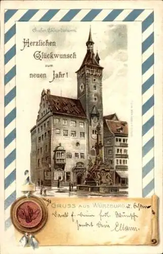 Präge Litho Würzburg am Main Unterfranken, Grafen-Ekkardsturm