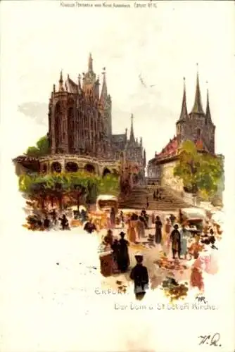 Künstler Litho Erfurt in Thüringen, Dom, St. Severi-Kirche