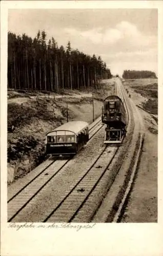 Ak Oberweißbach in Thüringen, Bergbahn Obstfelderschmiede, Ausweichstrecke, Standseilbahn