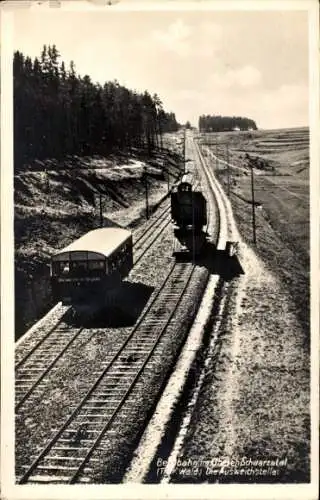 Ak Oberweißbach in Thüringen, Bergbahn Obstfelderschmiede, Ausweichstrecke, Standseilbahn