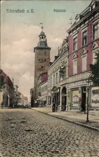 Ak Schönebeck an der Elbe, Salzturm, Drogerie