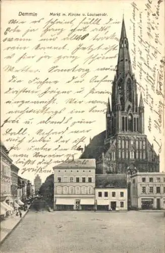 Ak Demmin in Vorpommern, Markt, Kirche, Louisenstraße