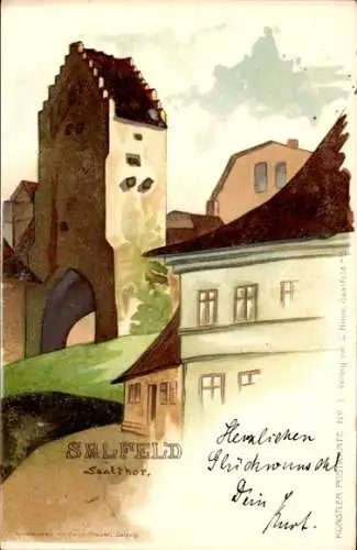 Künstler Litho Saalfeld an der Saale Thüringen, Saaltor