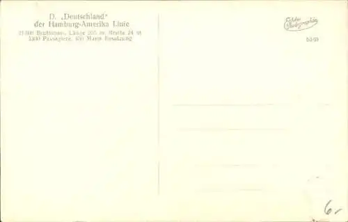 Ak Dampfschiff Deutschland, HAPAG