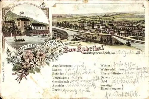 Foto Ak Kettwig vor der Brücke Kettwig Essen im Ruhrgebiet, Restaurant zum Ruhrthal, Panorama