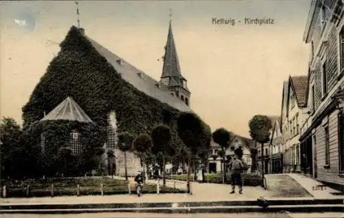 Ak Kettwig Essen im Ruhrgebiet, Kirchplatz, Kirche