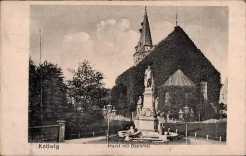 Ak Kettwig Essen im Ruhrgebiet, Markt, Denkmal, Kirche