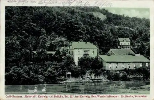 Ak Kettwig vor der Brücke Kettwig Essen im Ruhrgebiet, Café Restaurant Ruhrtal