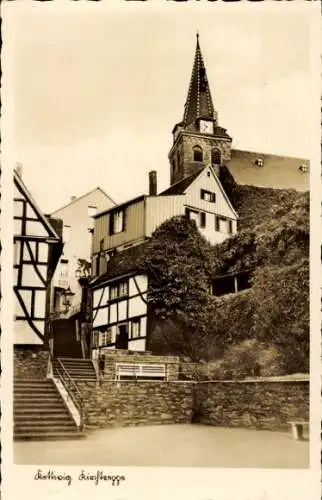 Ak Kettwig Essen im Ruhrgebiet, Kirchtreppe, Kirche