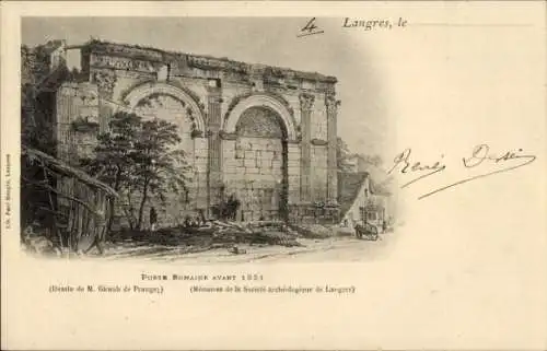 Ak Langres Haute Marne, Porte Romain avant 1851