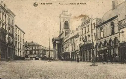 Ak Maubeuge Nord, Platz Jean Mabuse, Markt, Geschäfte