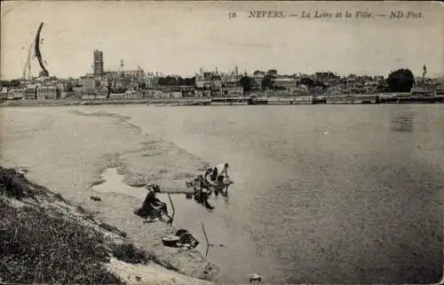 Ak Nevers Nièvre, La Loire et la Ville