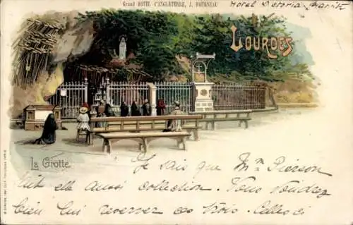 Litho Lourdes Hautes Pyrénées, la Grotte