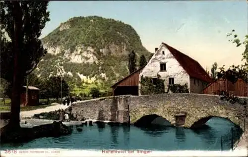 Ak Singen Hohentwiel im Kreis Konstanz, Brücke, Fluss