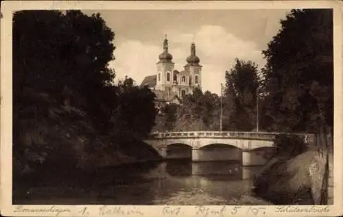 Ak Donaueschingen im Schwarzwald, Schützenbrücke, Kirche