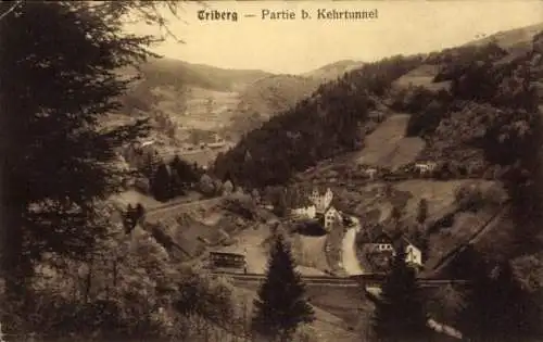 Ak Triberg im Schwarzwald, Teilansicht, Kehrtunnel