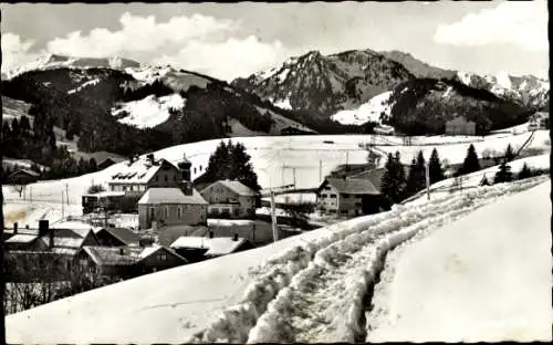 Ak Gunzesried Blaichach im Allgäu, Panorama, Winter